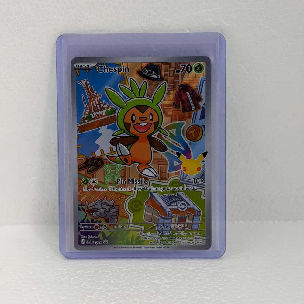 Pokemon Chespin MEP EN 058 Black Star Promo Card First Partner